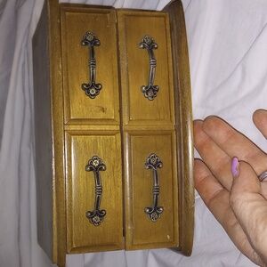 Vintage Wooden Jewelry Box with Drawers